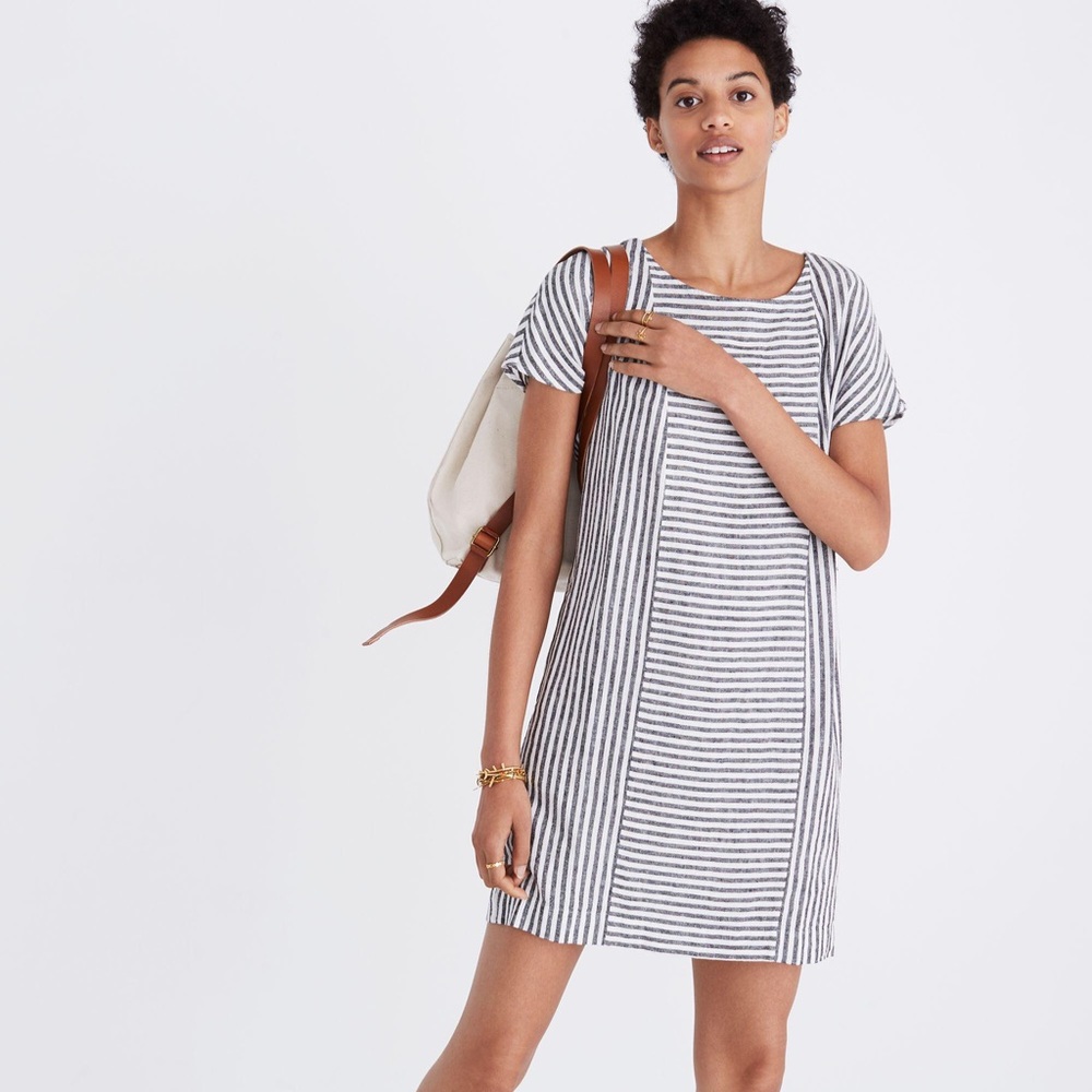 Daphne striped linen-blend mini dress